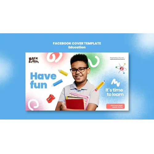Gradient back to school facebook cover template