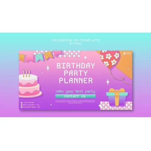Gradient birthday party facebook ad template