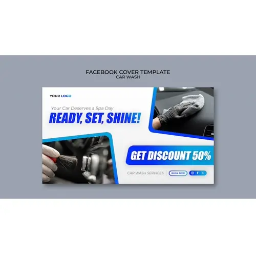 Gradient car wash facebook cover template