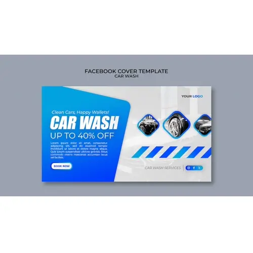 Gradient car wash facebook cover template