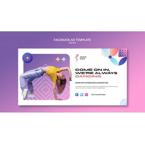 Gradient dance performance facebook template