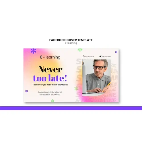 Gradient e-learning facebook cover template