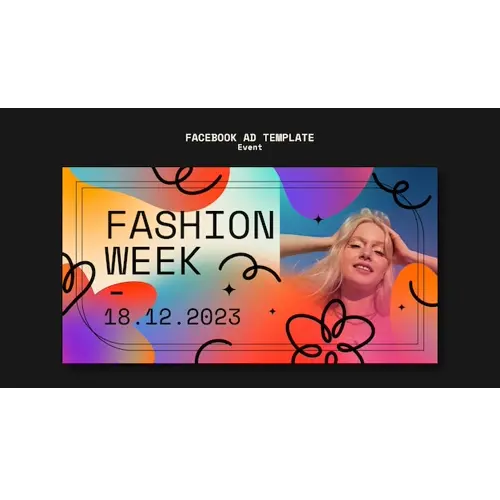 Gradient fashion week facebook template