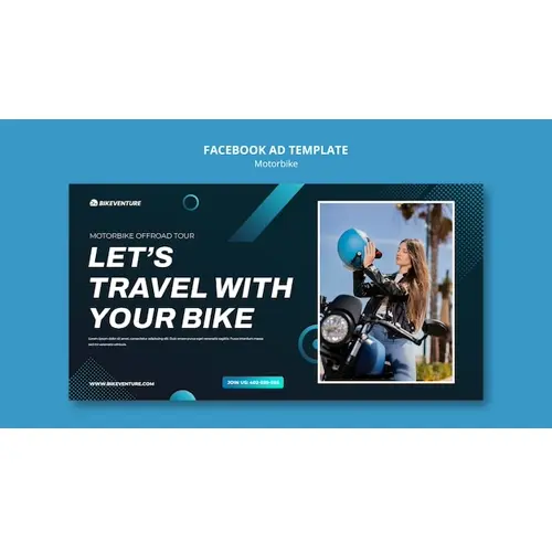 Gradient motorbike travel facebook template