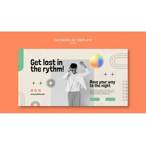 Gradient night party facebook template