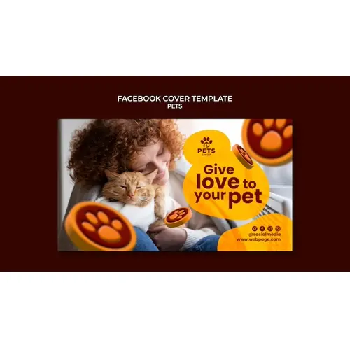 Gradient pet care facebook cover  template