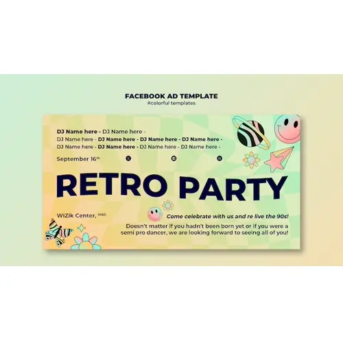 Gradient retro party facebook template