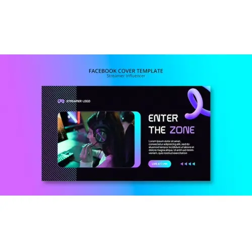 Gradient streamer influencer facebook cover