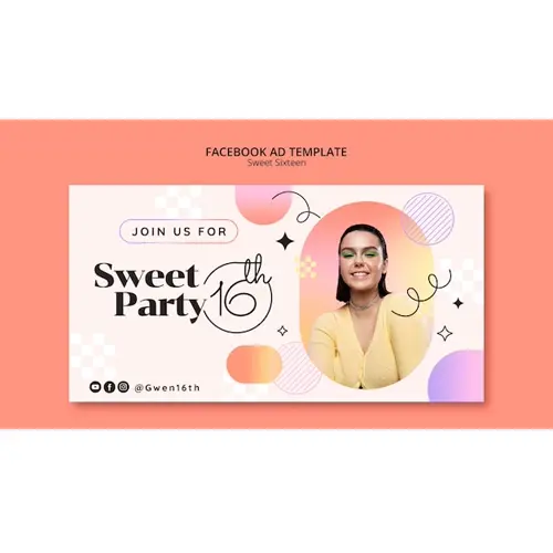 Gradient sweet sixteen facebook ad design
