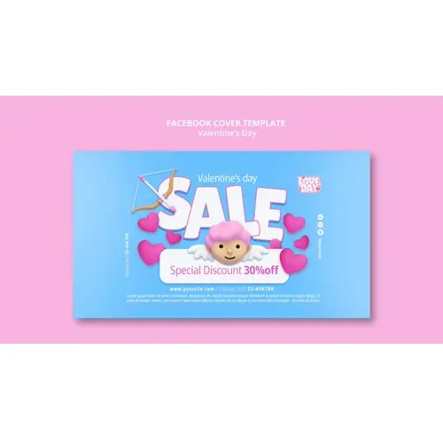 Gradient valentines day celebration facebook cover
