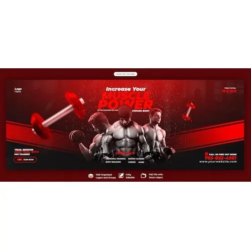 Gym and fitness Facebook cover banner template