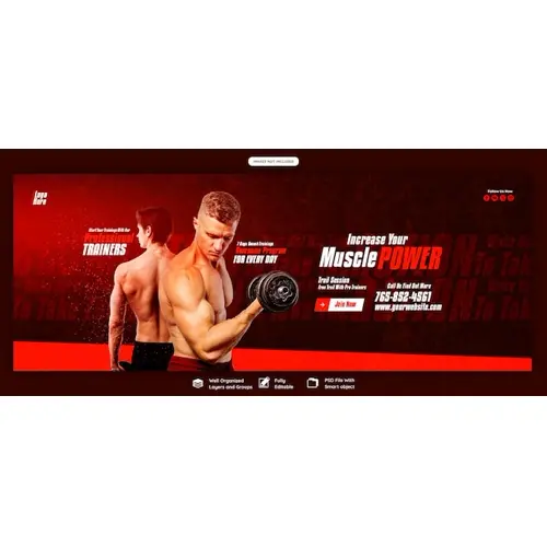 Gym and fitness Facebook cover banner template