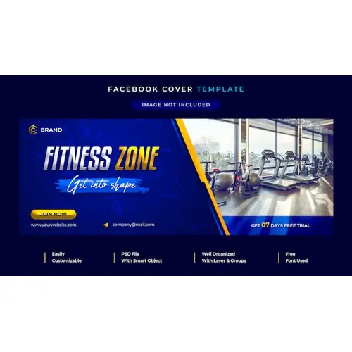Gym and fitness promotional facebook cover and web banner template