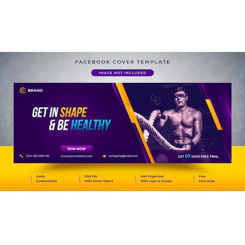 Gym and fitness promotional facebook cover and web banner template