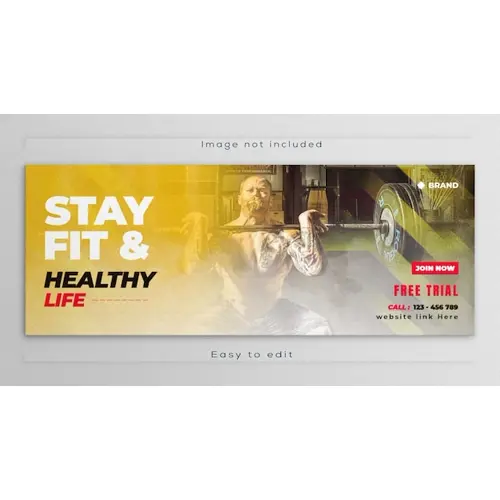 Gym Fitness training facebook social media cover web banner template design