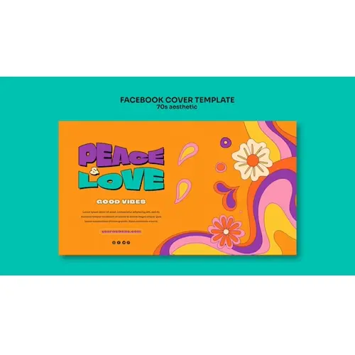 Hand drawn 70's aesthetic facebook cover