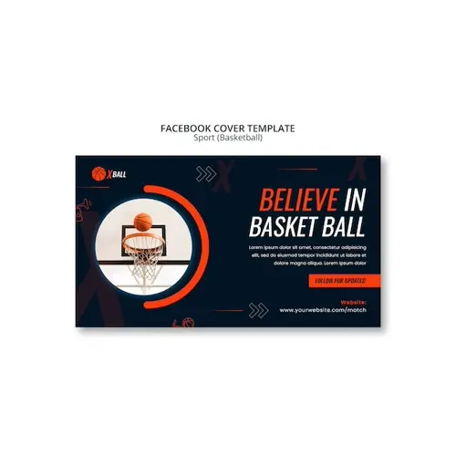 Hand drawn basketball game facebook cover