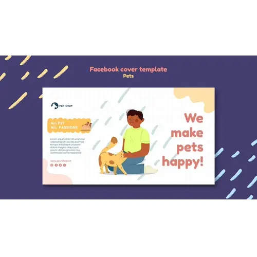 Hand drawn cute pets facebook cover