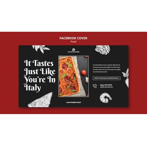 Hand drawn delicious food facebook cover