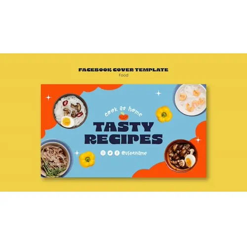 Hand drawn delicious food facebook cover