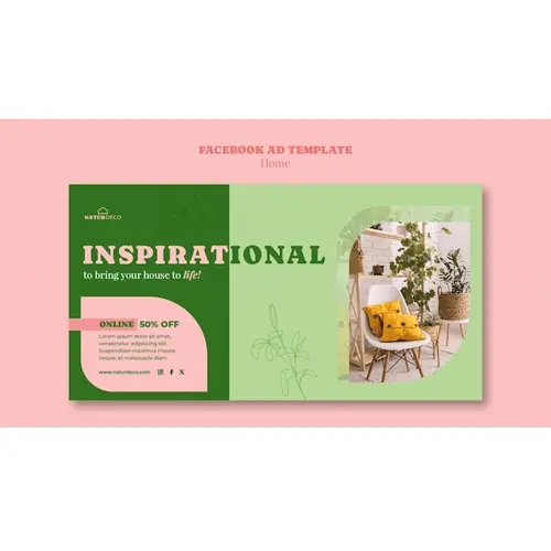 Hand drawn floral home design facebook template