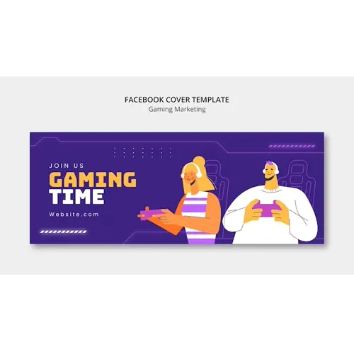 Hand drawn gaming time facebook cover