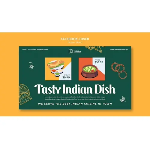 Hand drawn indian menu facebook cover