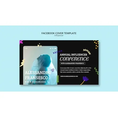 Hand drawn influencer facebook cover template