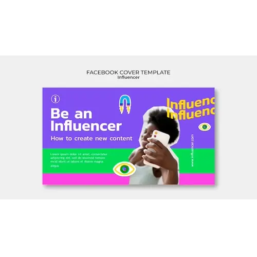 Hand drawn influencer facebook cover template