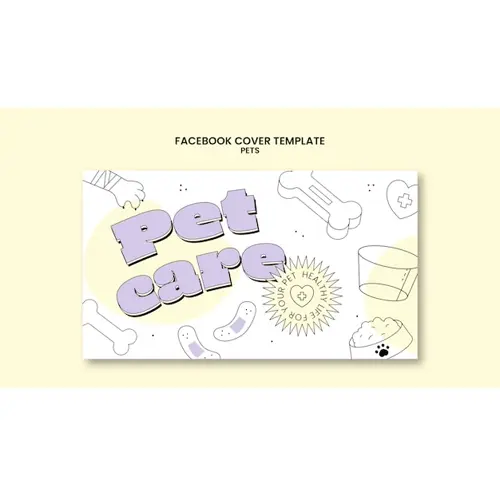 Hand drawn pets care facebook cover template