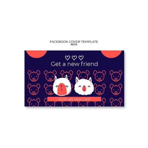 Hand drawn pets care facebook cover template