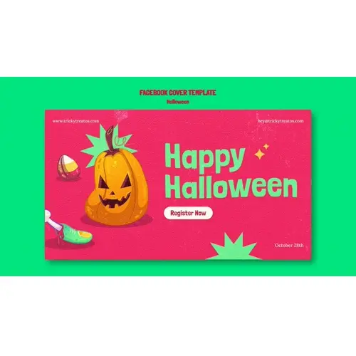 Hand drawn pumpkin happy halloween facebook cover