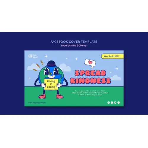 Hand drawn social activity facebook cover template