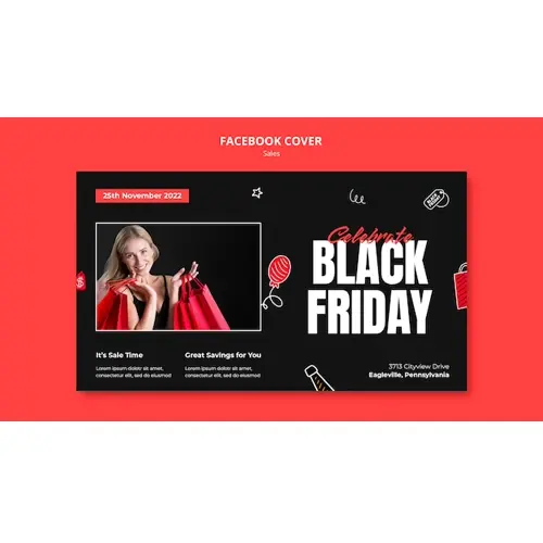 Hand drawn special sale facebook cover template