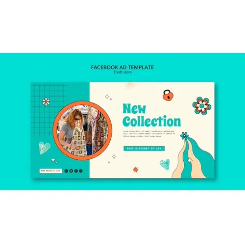 Hand drawn thrift store facebook template