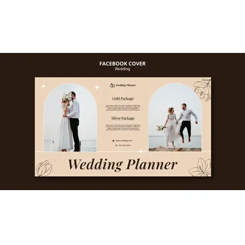 Hand drawn wedding celebration facebook cover