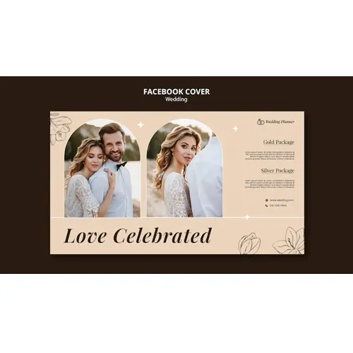 Hand drawn wedding celebration facebook cover