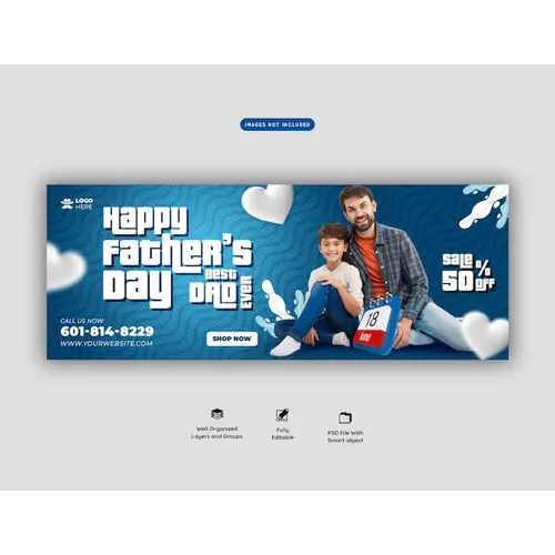 Happy fathers day Facebook cover banner template