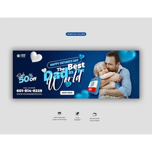 Happy fathers day Facebook cover banner template