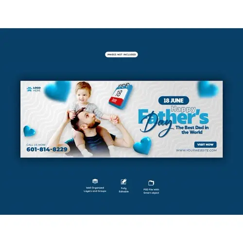 Happy fathers day Facebook cover banner template