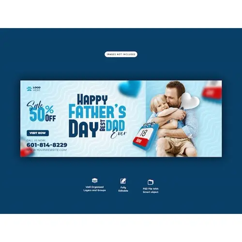 Happy fathers day Facebook cover banner template