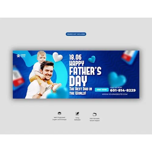 Happy fathers day Facebook cover banner template