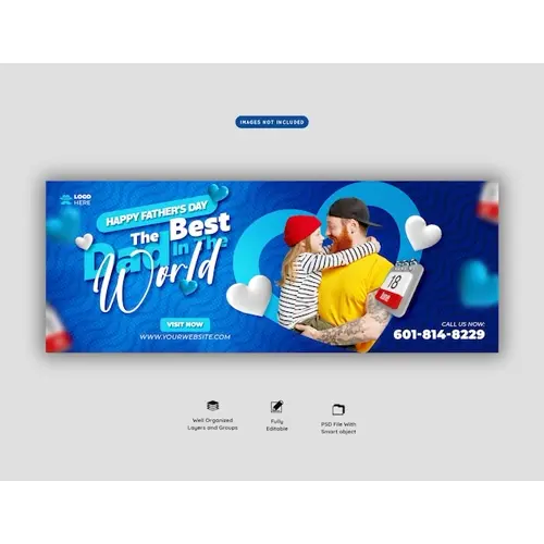 Happy fathers day Facebook cover banner template