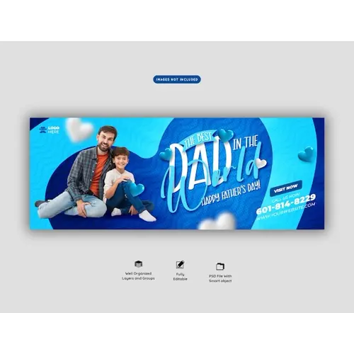 Happy fathers day Facebook cover banner template