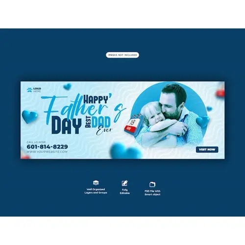 Happy fathers day Facebook cover banner template