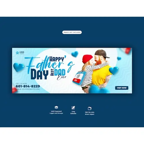 Happy fathers day Facebook cover banner template