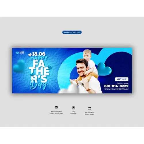 Happy fathers day Facebook cover banner template