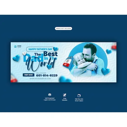 Happy fathers day Facebook cover banner template