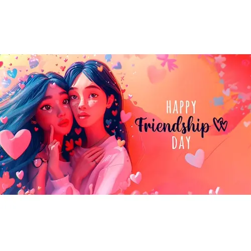 Happy friendship day facebook cover template with two friends are having a nice time together