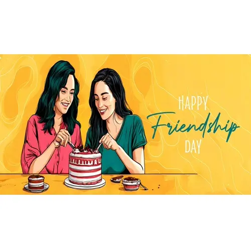 Happy friendship day facebook cover template with two friends are having a nice time together